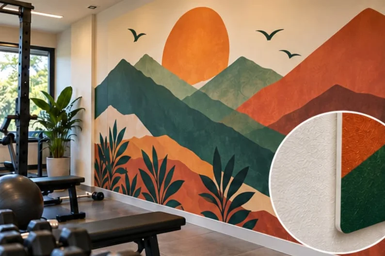 Illustrative concept showing wall stickers & graphics, not an installed customer project