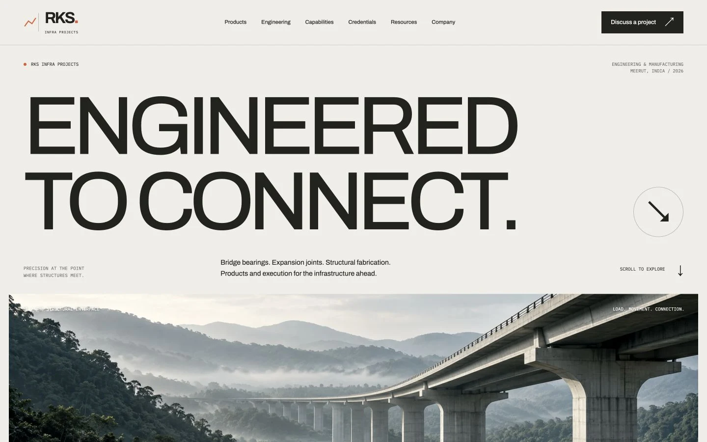 Actual screenshot of the RKS Infra website prototype homepage